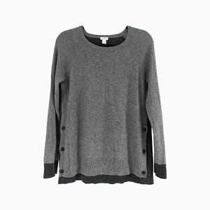 J.Crew Wool Blend Sweater Sz S Layered Gray Contrast Trim Elbow Patch Academia